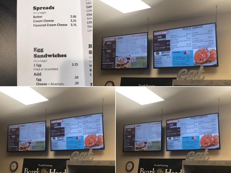 Empire Bagels Menu