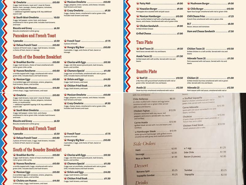 Crazy Corner Cafe Menu