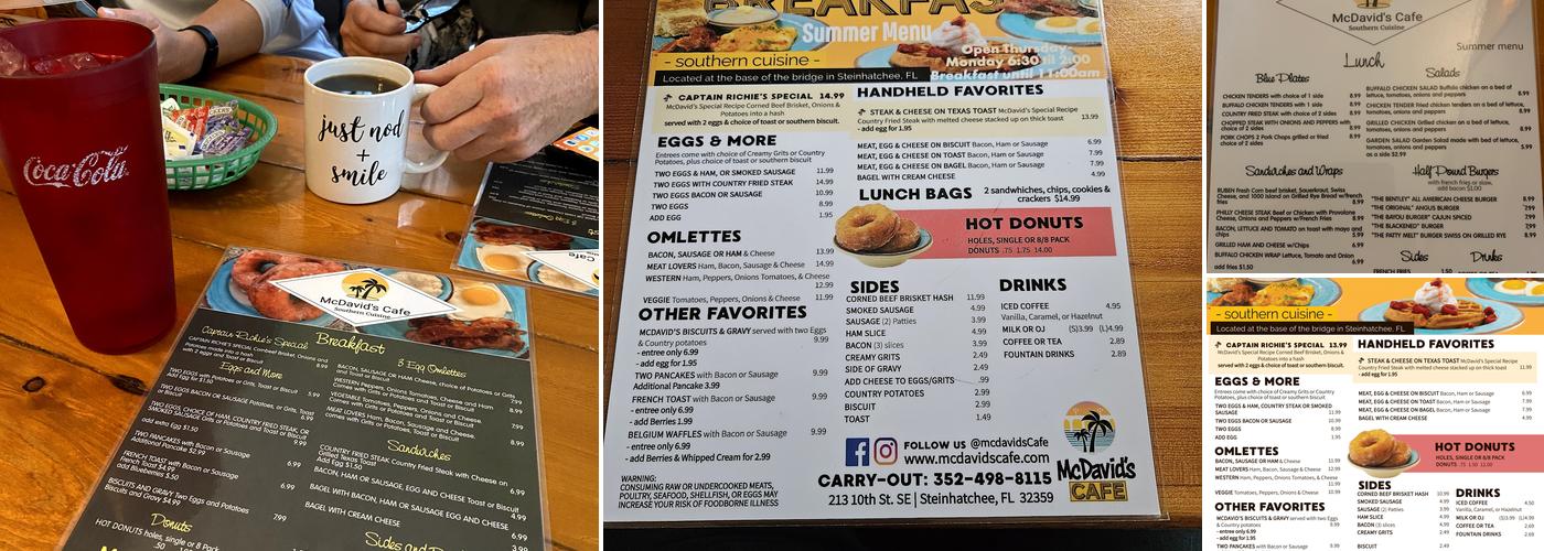 McDavid's Cafe Menu