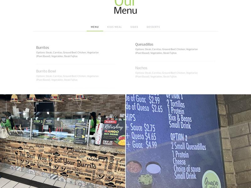 Guaca-Mole Menu