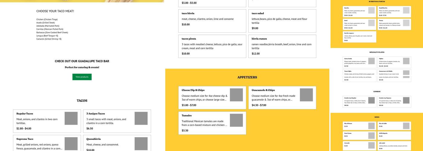 Guadalupe tex-mex kitchen Menu