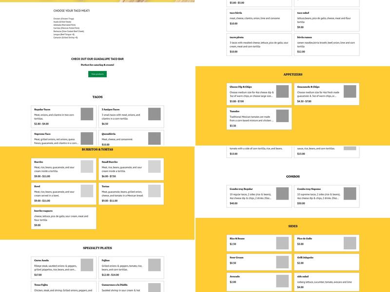 Guadalupe tex-mex kitchen Menu