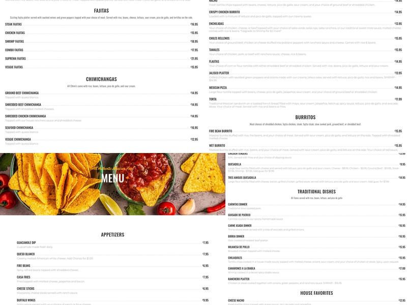 La Fonda de Ocoee Menu