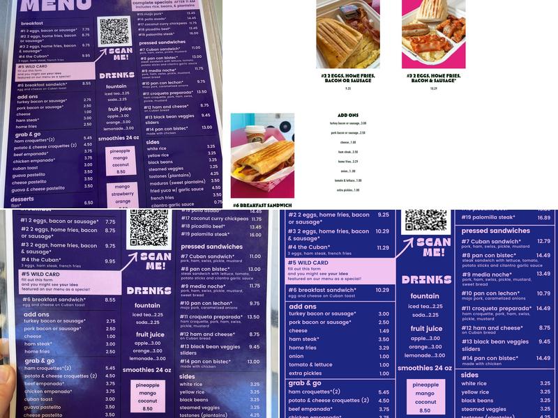 The Cuban Window Menu