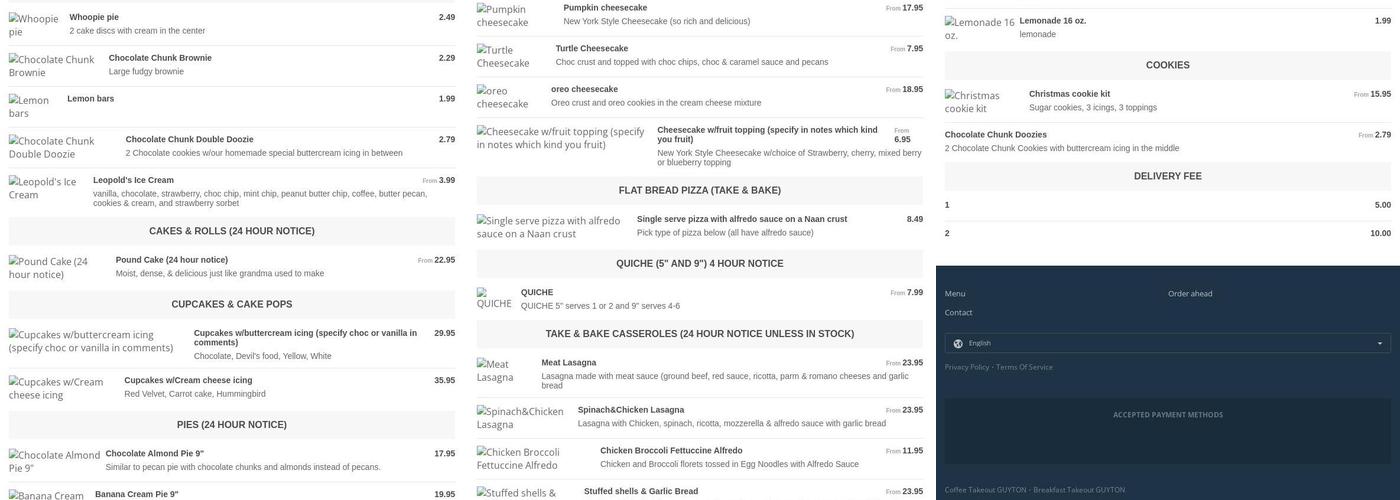 Amazing Grace Bakery & Marketplace Menu