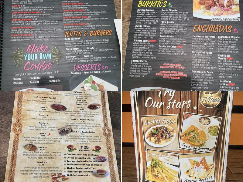 El Roble Mexican restaurant Menu
