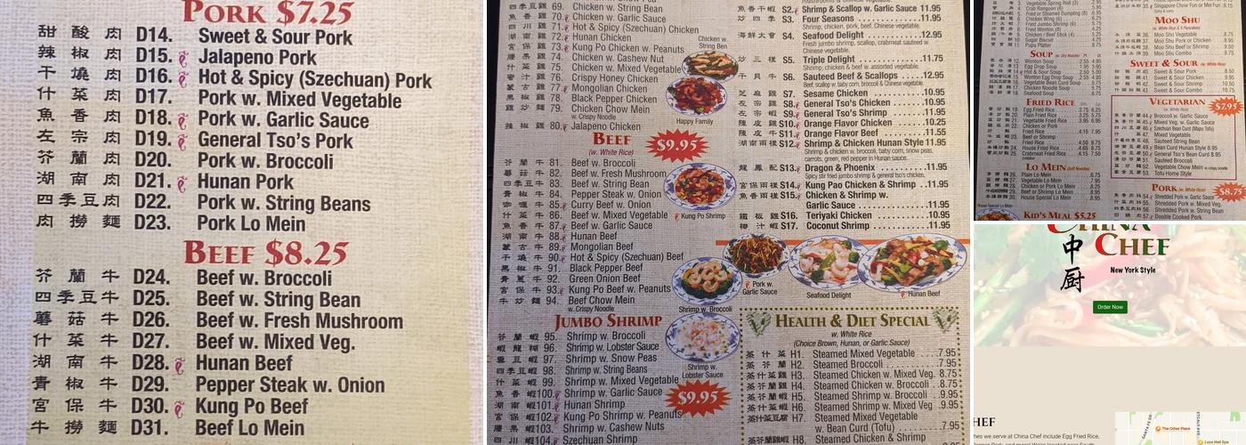 China Chef Menu