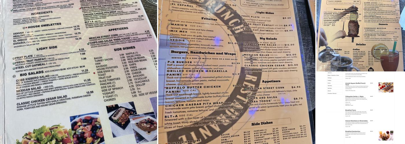 Pastores Brunch Menu