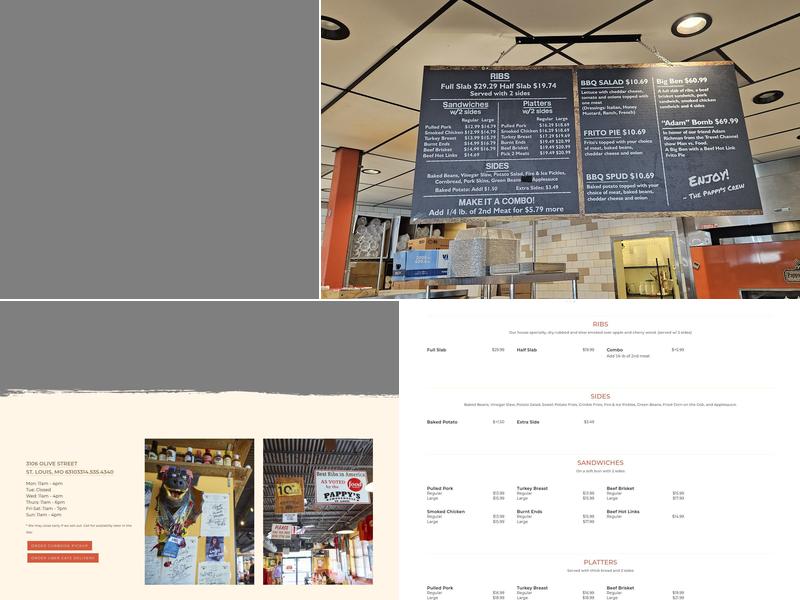 Pappy's Smokehouse Menu