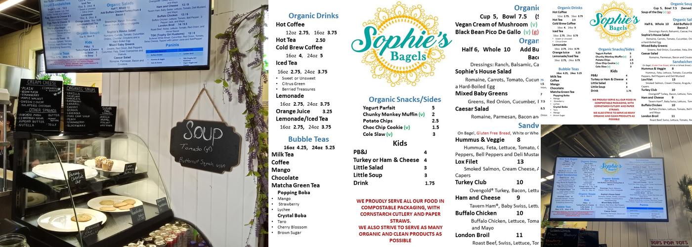 Sophie's Bagels Menu