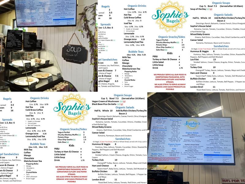 Sophie's Bagels Menu