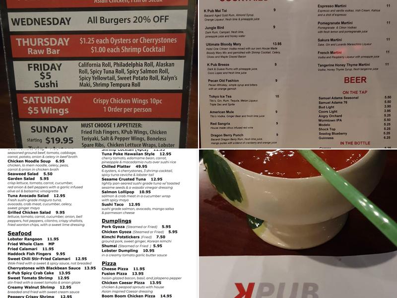 K Pub Kitchen & Bar Menu