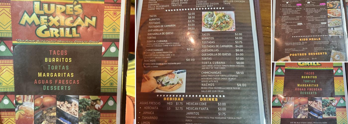 Taco's Lupe Menu