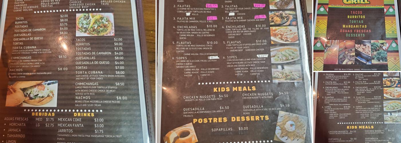 Taco's Lupe Menu