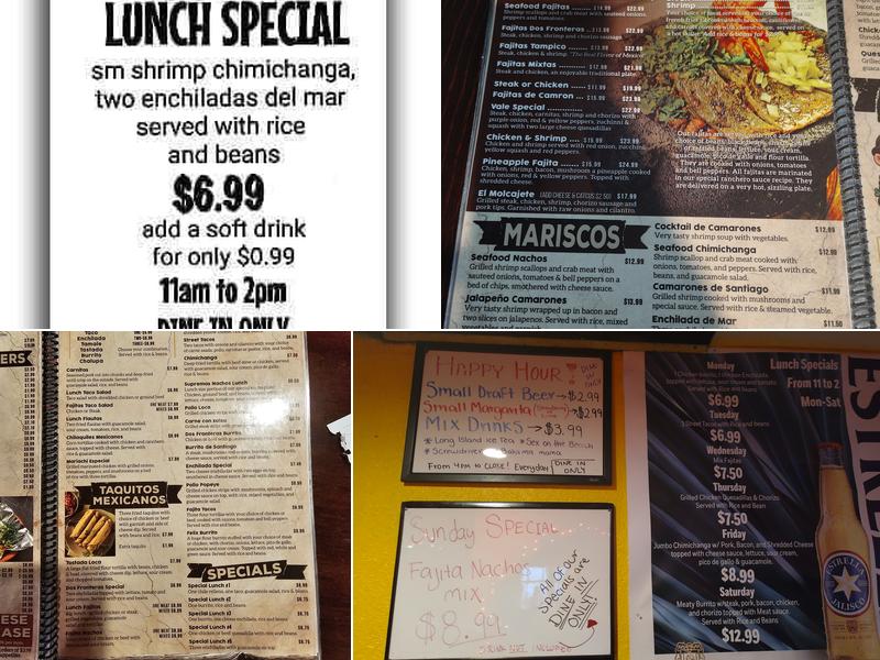 Dos Fronteras Menu