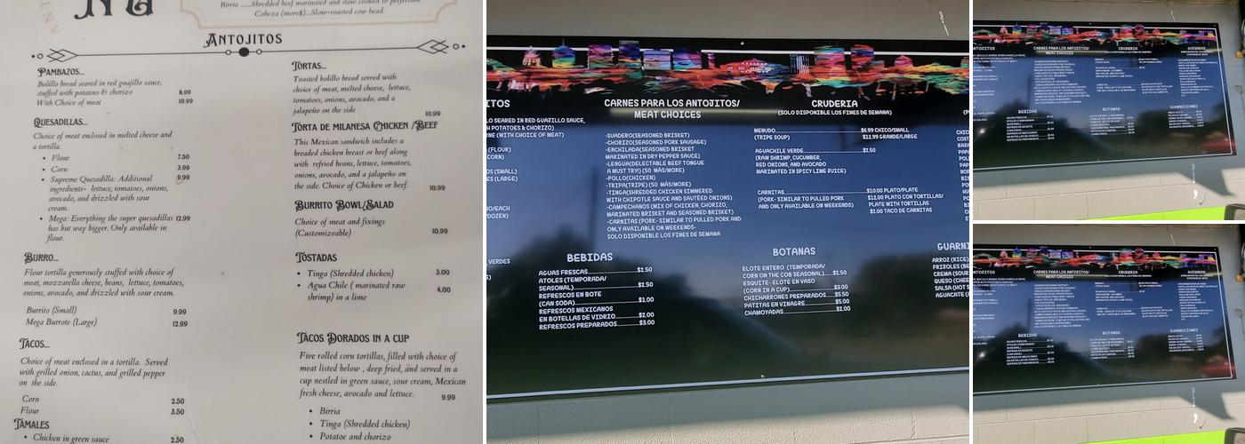 Antojitos CDMX Menu