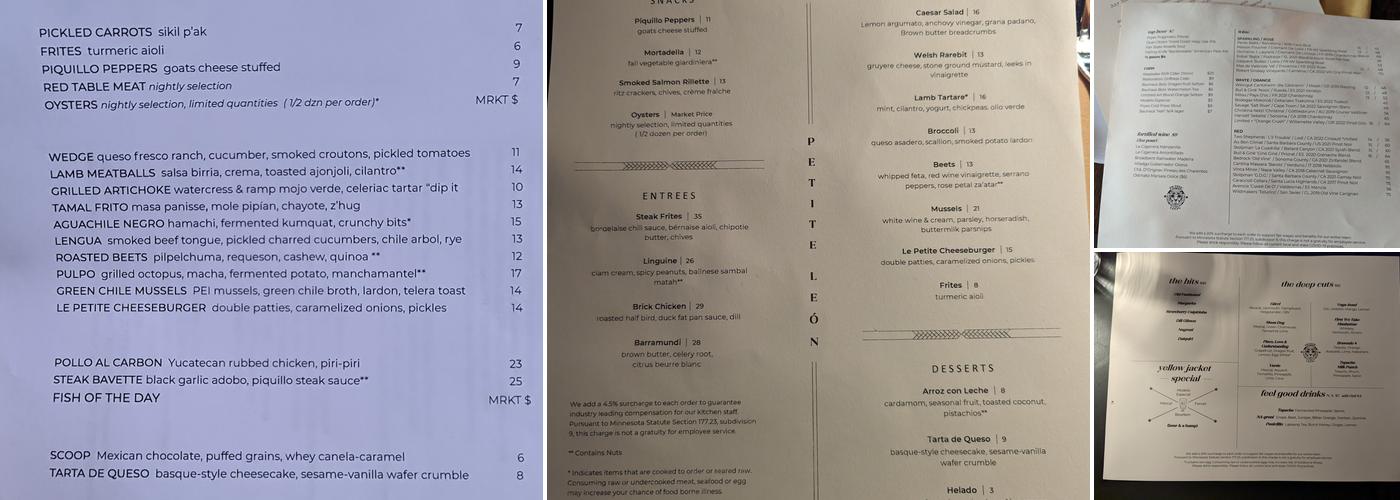 Petite León Menu