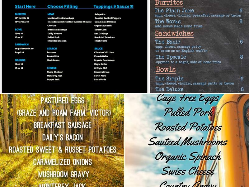 Bitterroot Breakfast Bus Menu