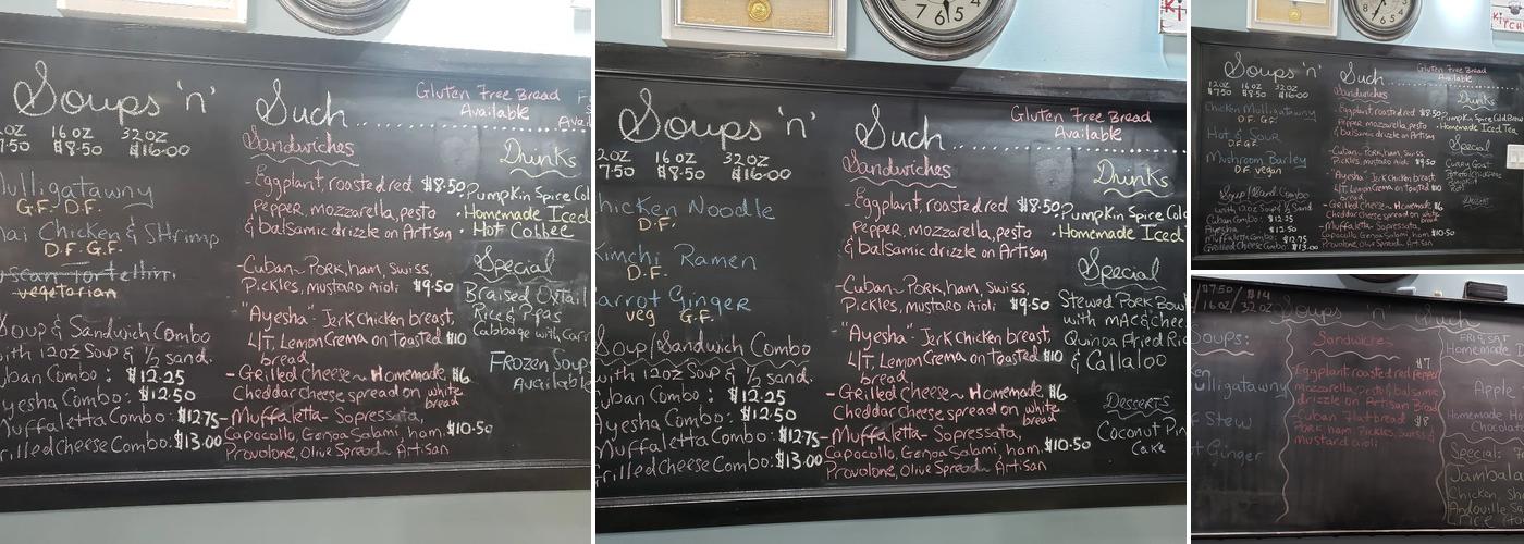 Soups 'n' Such Menu