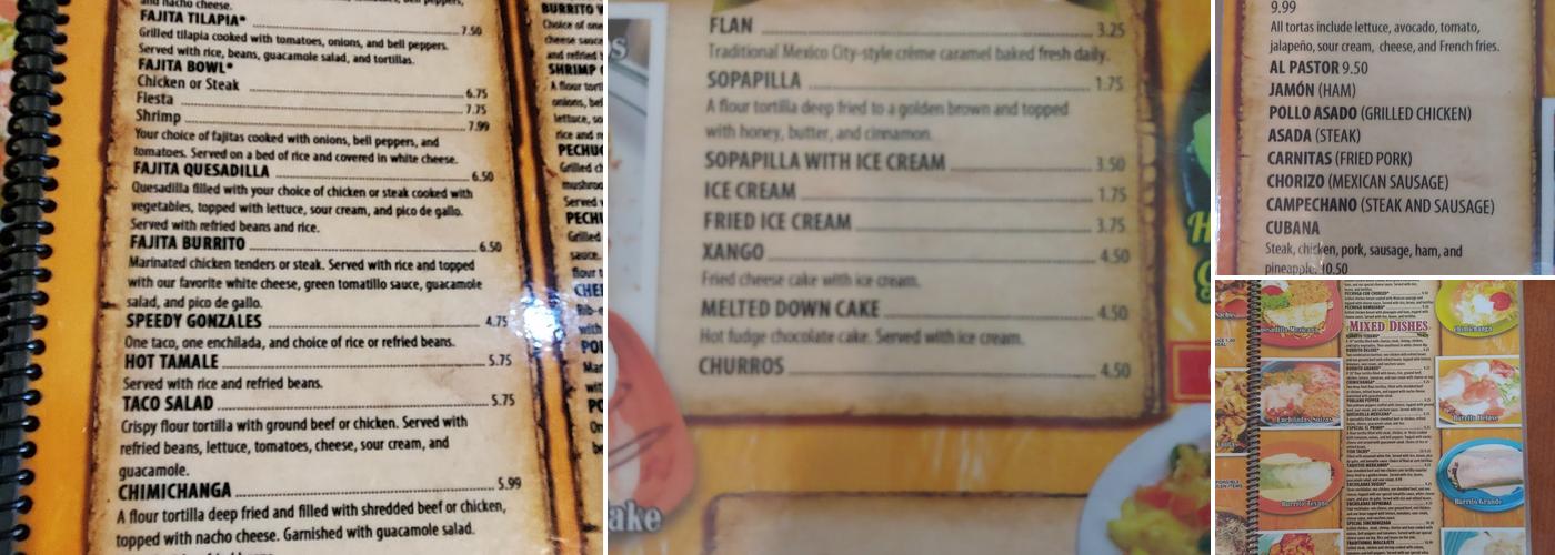 Jalisco mexican grill Menu
