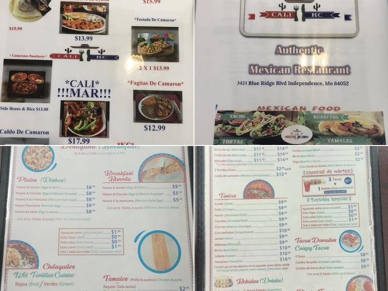 Cali KC Menu