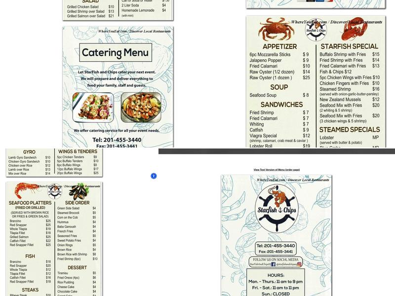 Starfish & Chips Menu