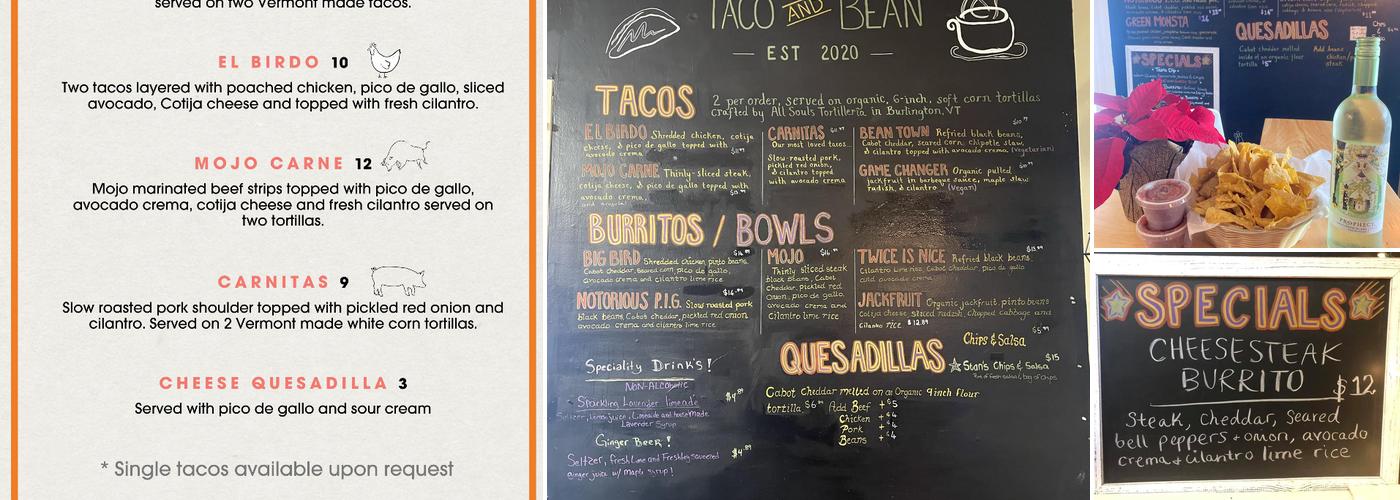 Foley Taco and Bean Menu