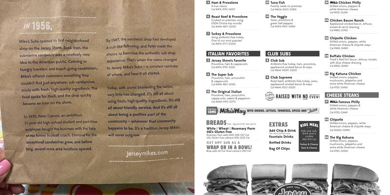 Jersey Mike’s Menu