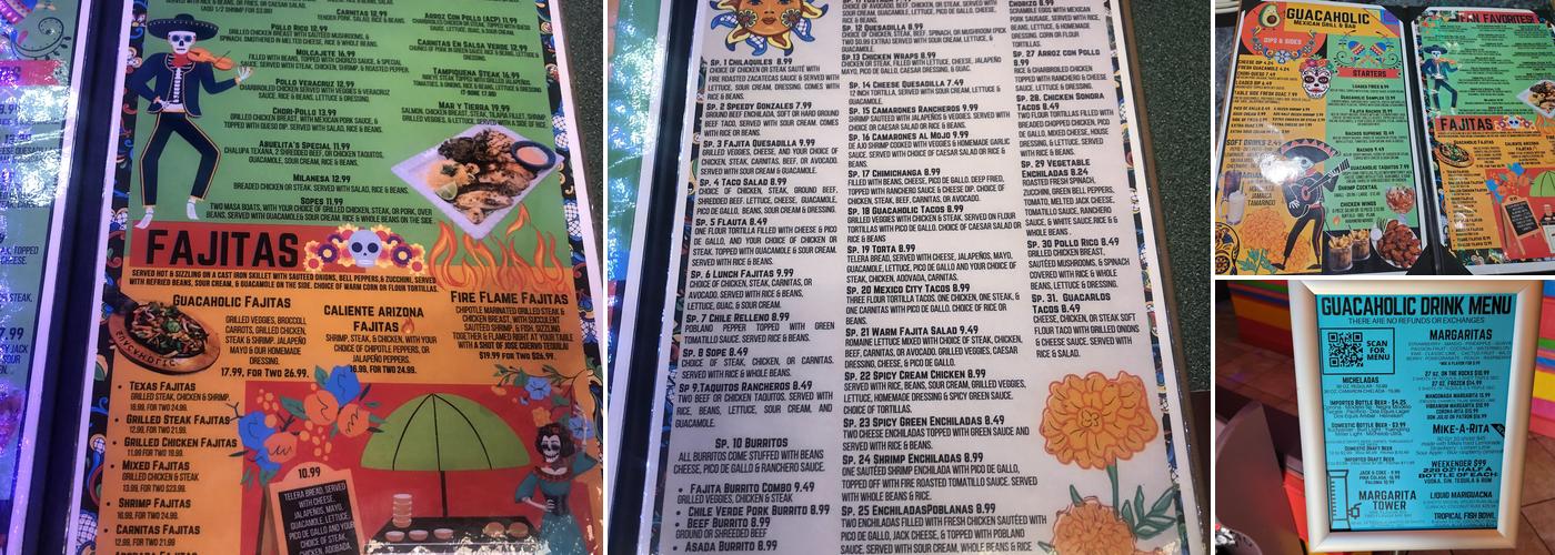 Guacaholic Mexican Grill And Bar Menu