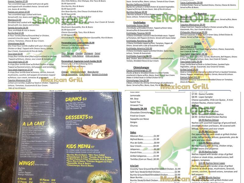 Señor Lopez Mexican Grill Menu