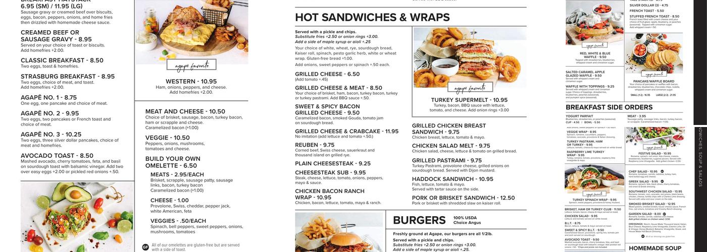 Agapē Cafe & Grille Menu