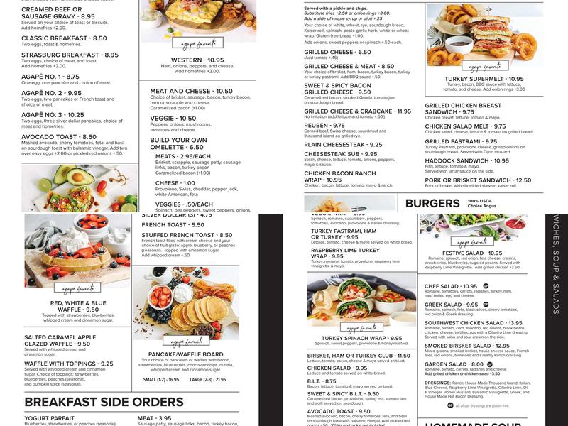 Agapē Cafe & Grille Menu