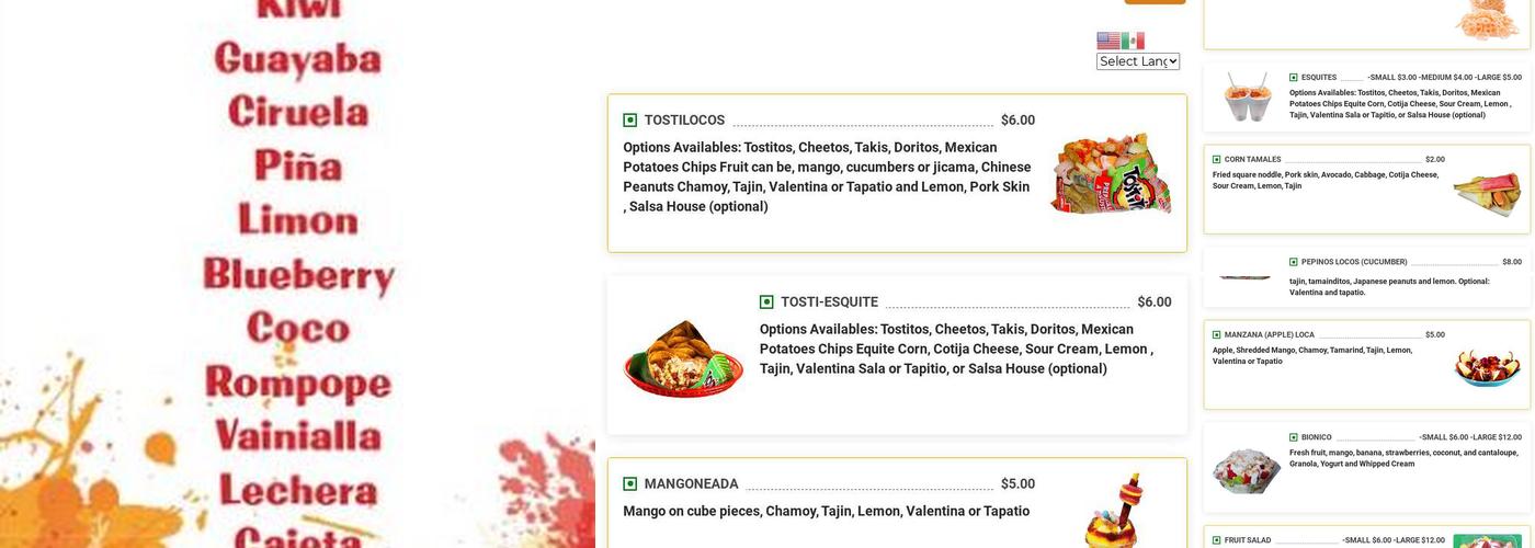 MangoElitos Menu