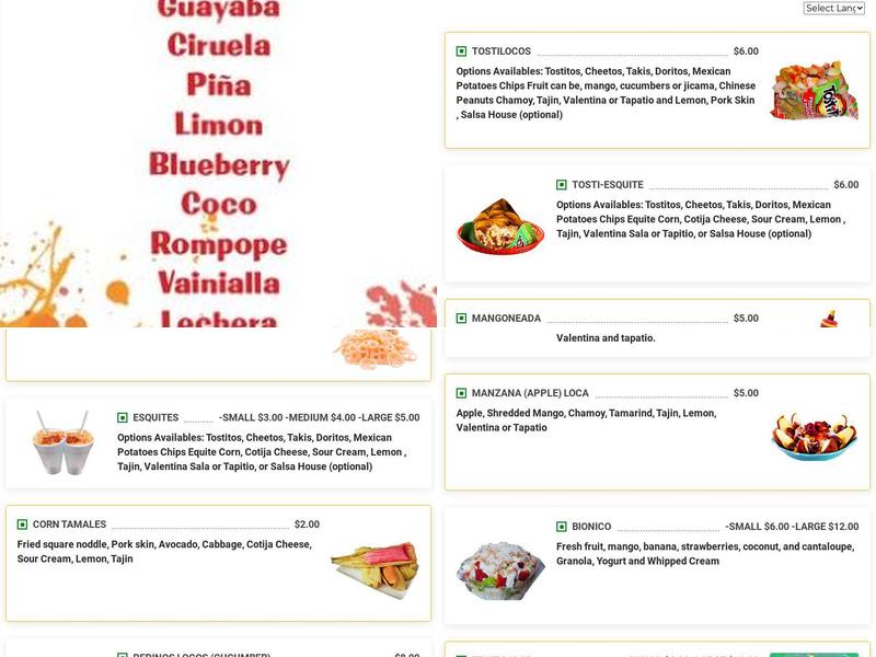 MangoElitos Menu
