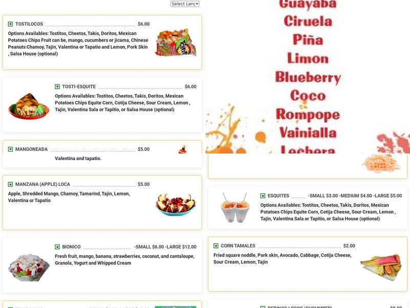 MangoElitos Menu