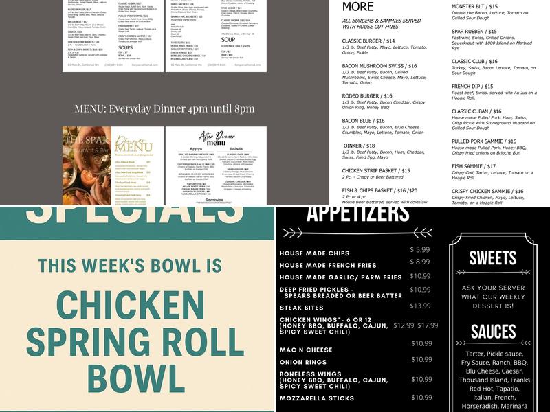 The Spar Restaurant & Bar Menu