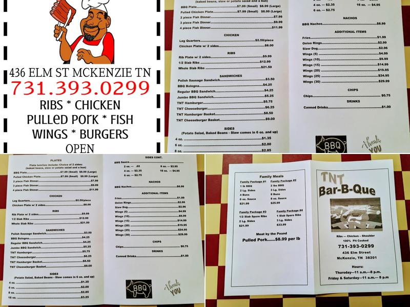 TNT BBQ Menu
