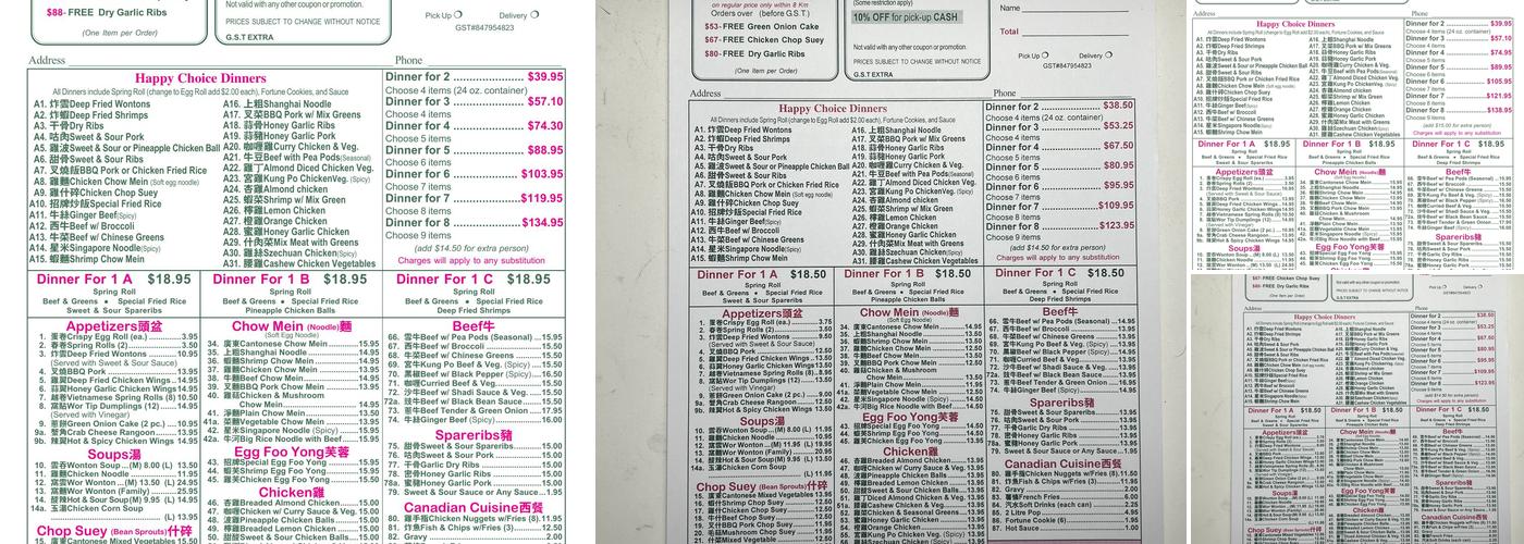 Wings restaurant Menu