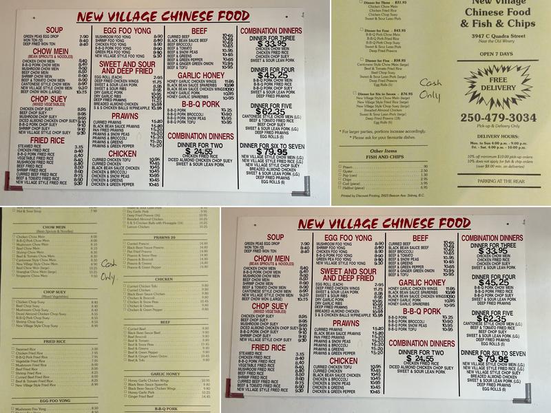 New Village Menu