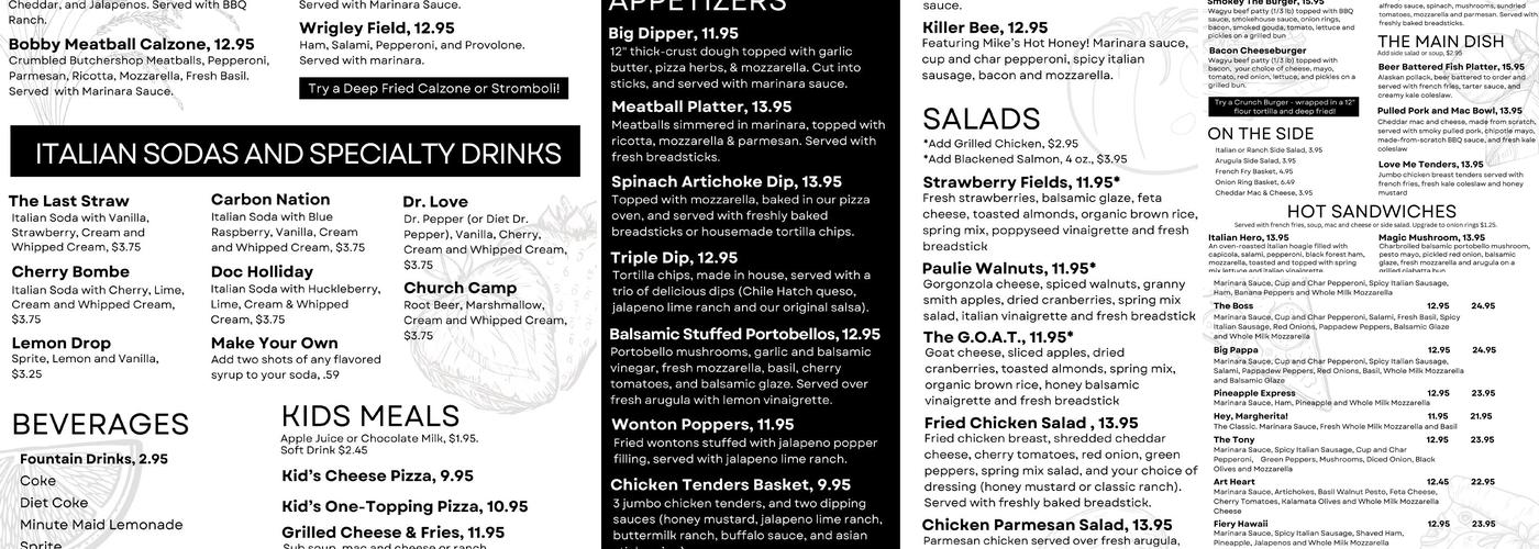 Juniper Pizza Cafe Menu