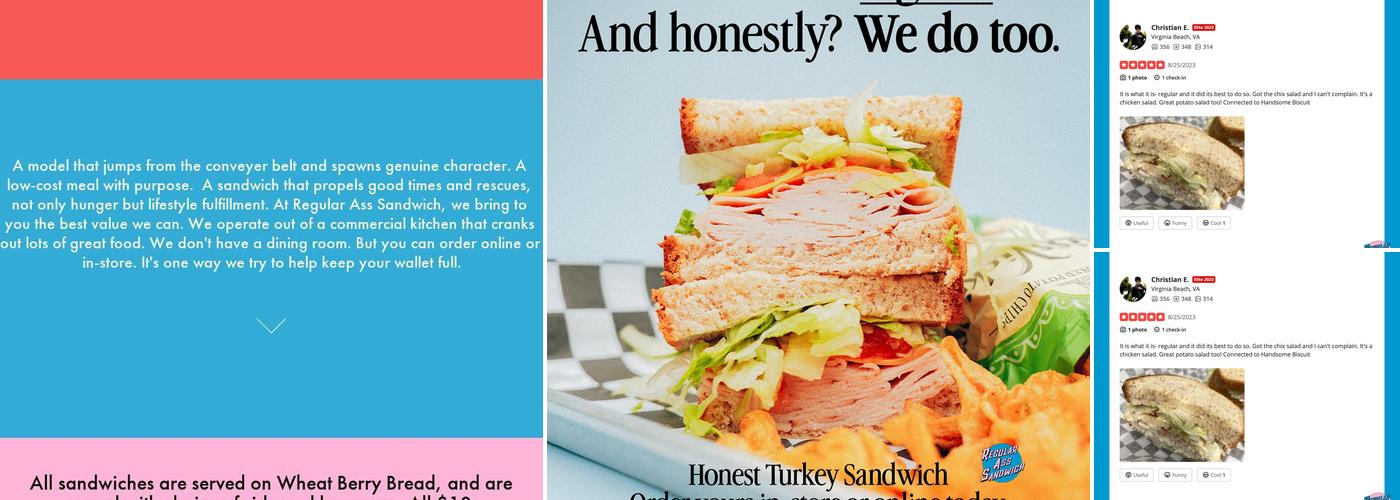 Regular Ass Sandwich Menu