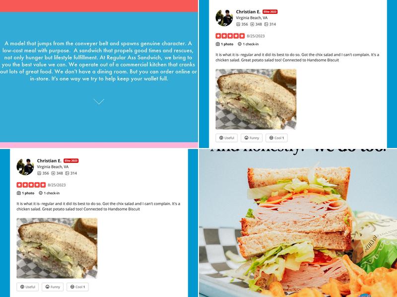 Regular Ass Sandwich Menu