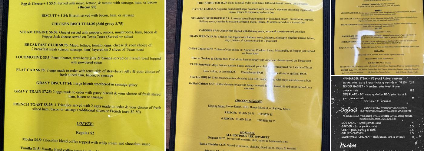 Railway Café Menu