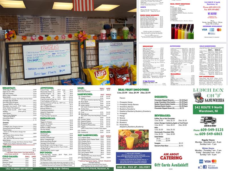 Lunchbox Waretown Menu