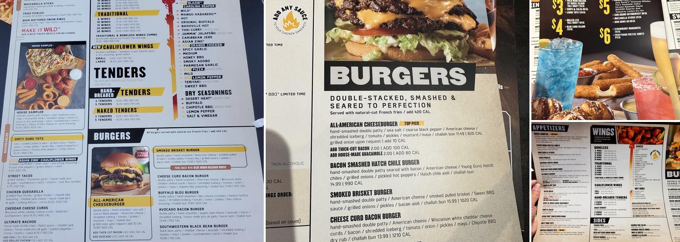 Buffalo Wild Wings Menu