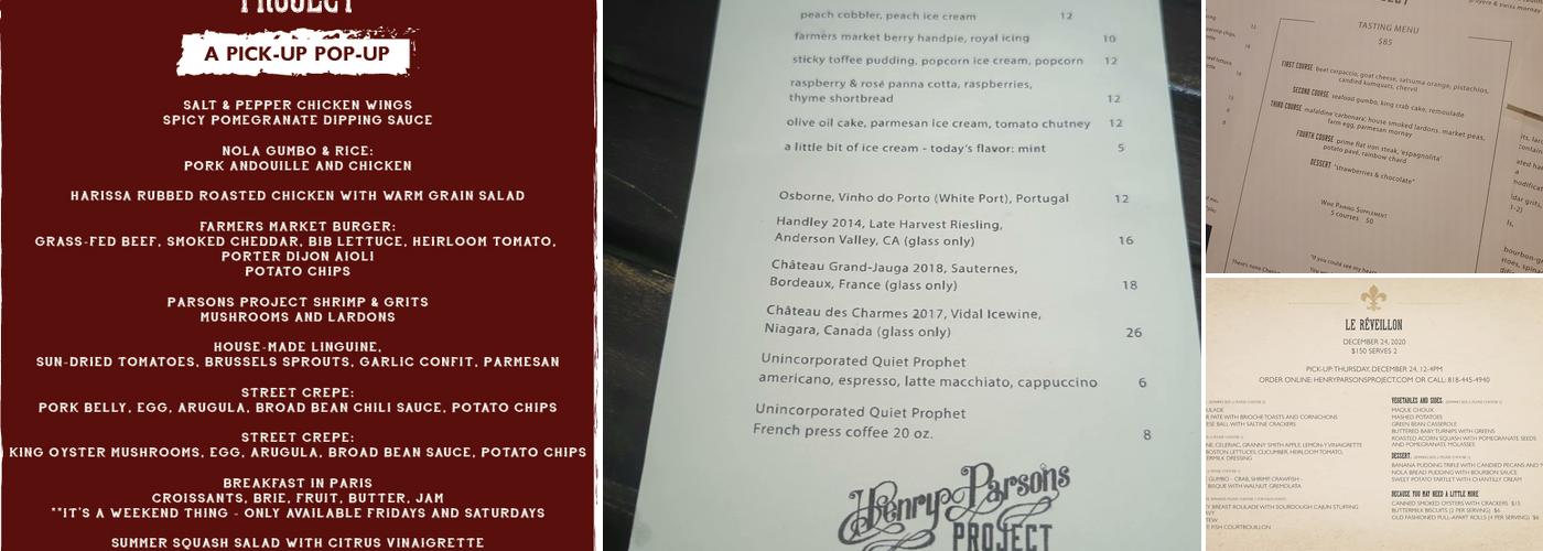 Henry Parsons Project Menu