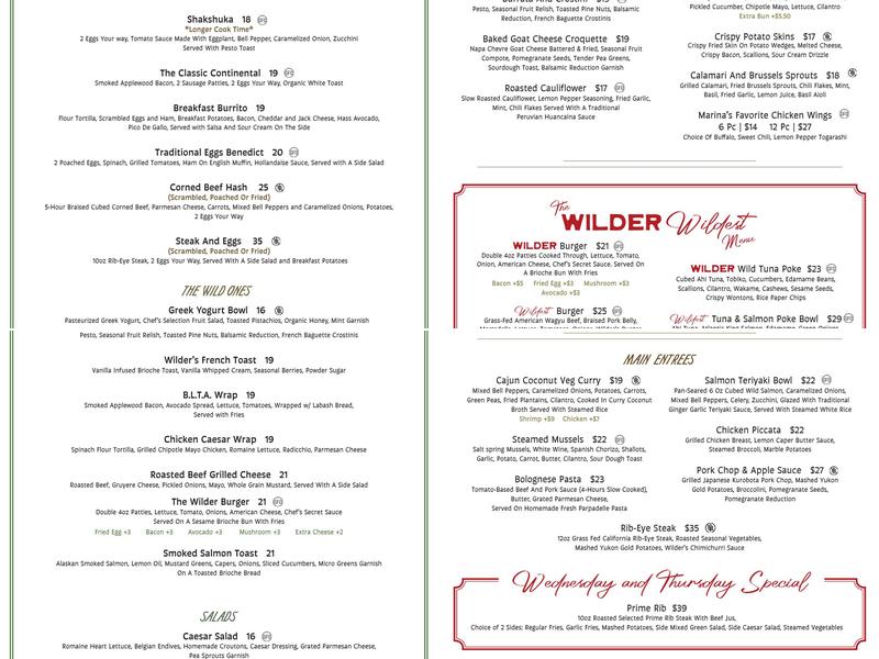 Wilder Menu