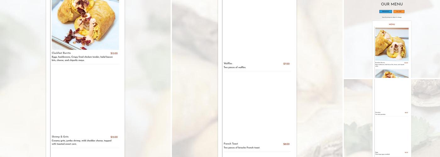 Ali's Chicken & Waffles Menu