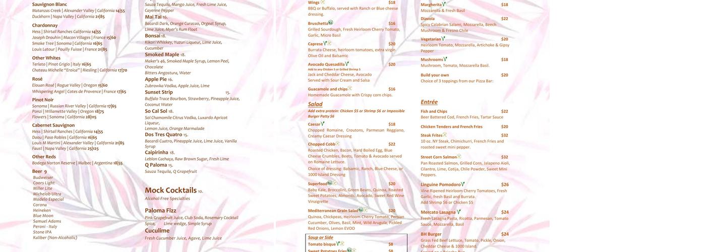 Mercato Menu