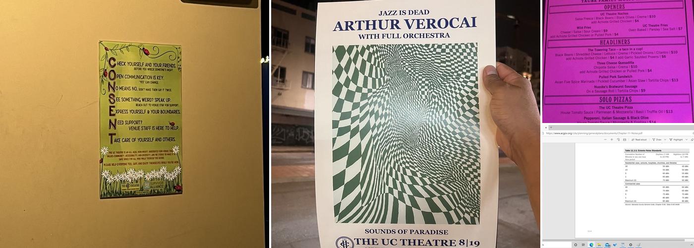 The UC Theatre Taube Family Music Hall Menu